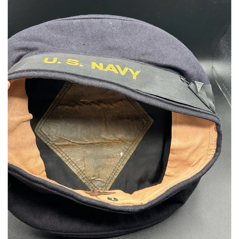 Authentic WWII US Navy Donald Duck Wool Sailor Baret Flat Hat Size 7 With Bag